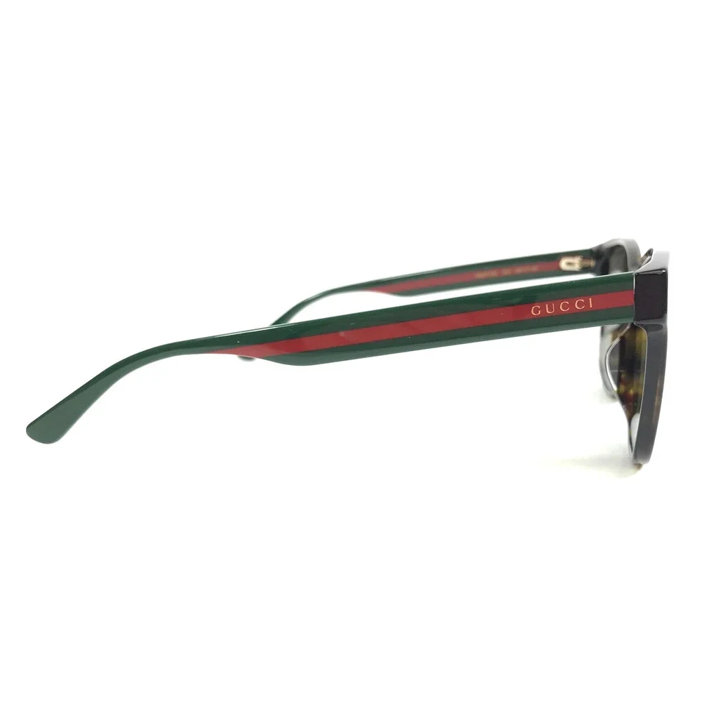 Gucci Sunglasses GG0417SK 003 Tortoise Green Red Asian Fit Frames w Brown Lenses
